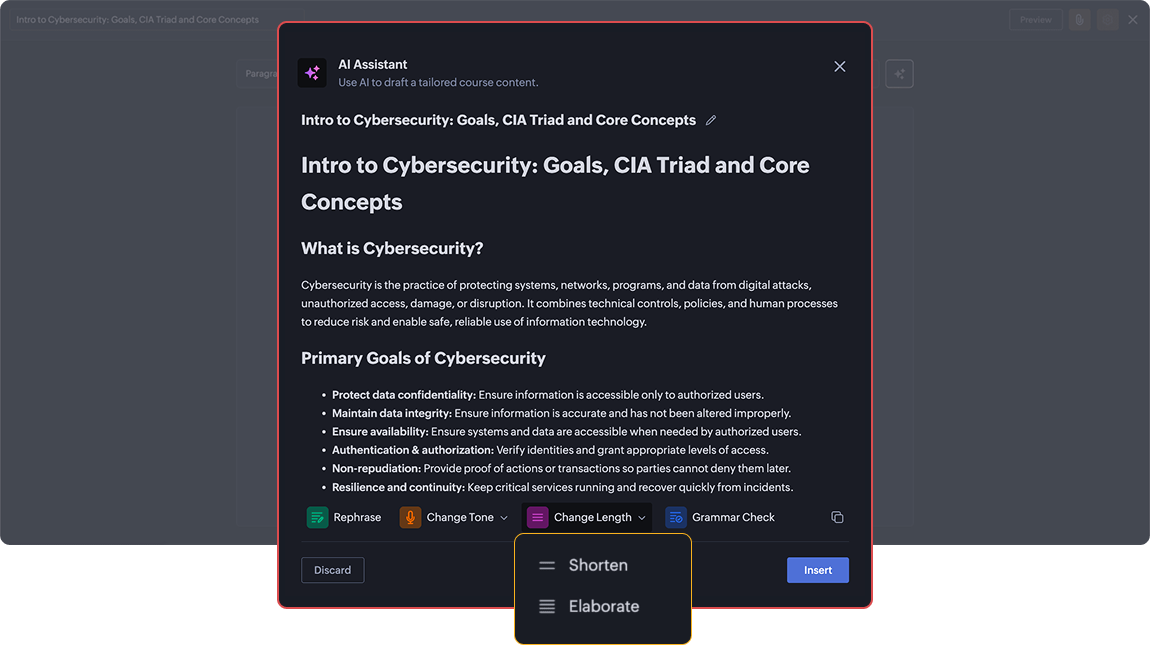 Create texts interface