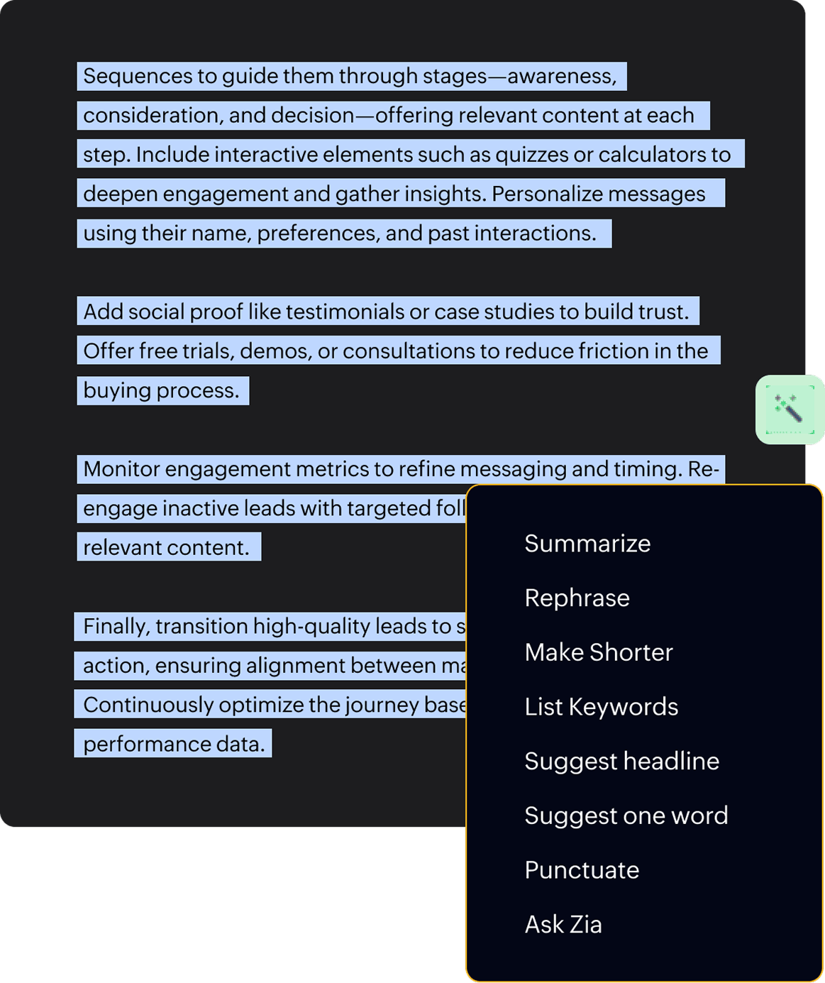 Edit with Zia's magic wand