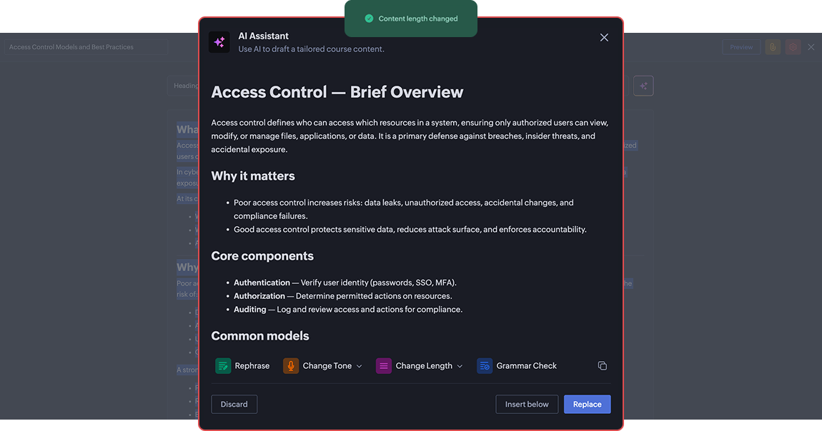 Rephrase and rewrite interface