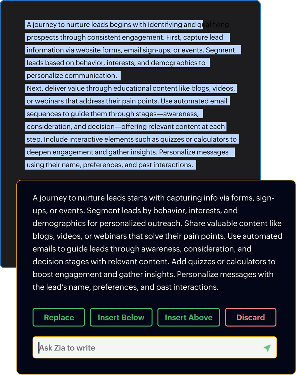 Summarize while writing