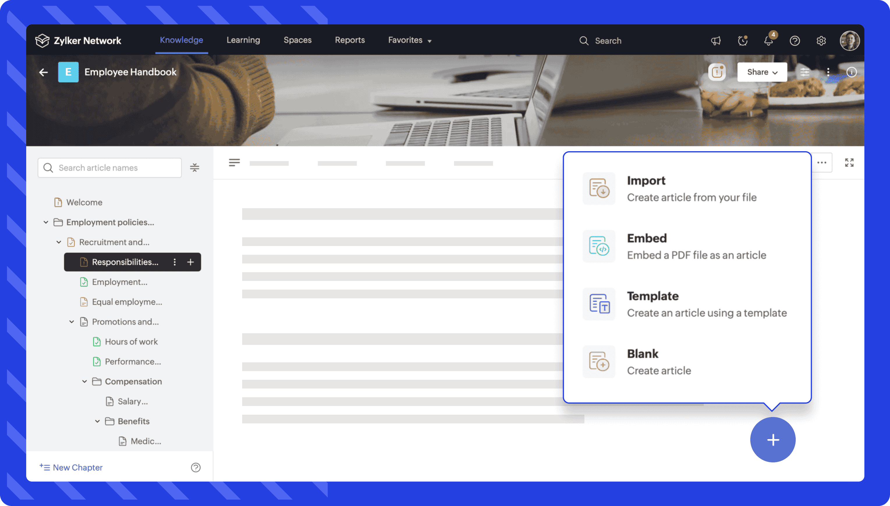 Create content using articles