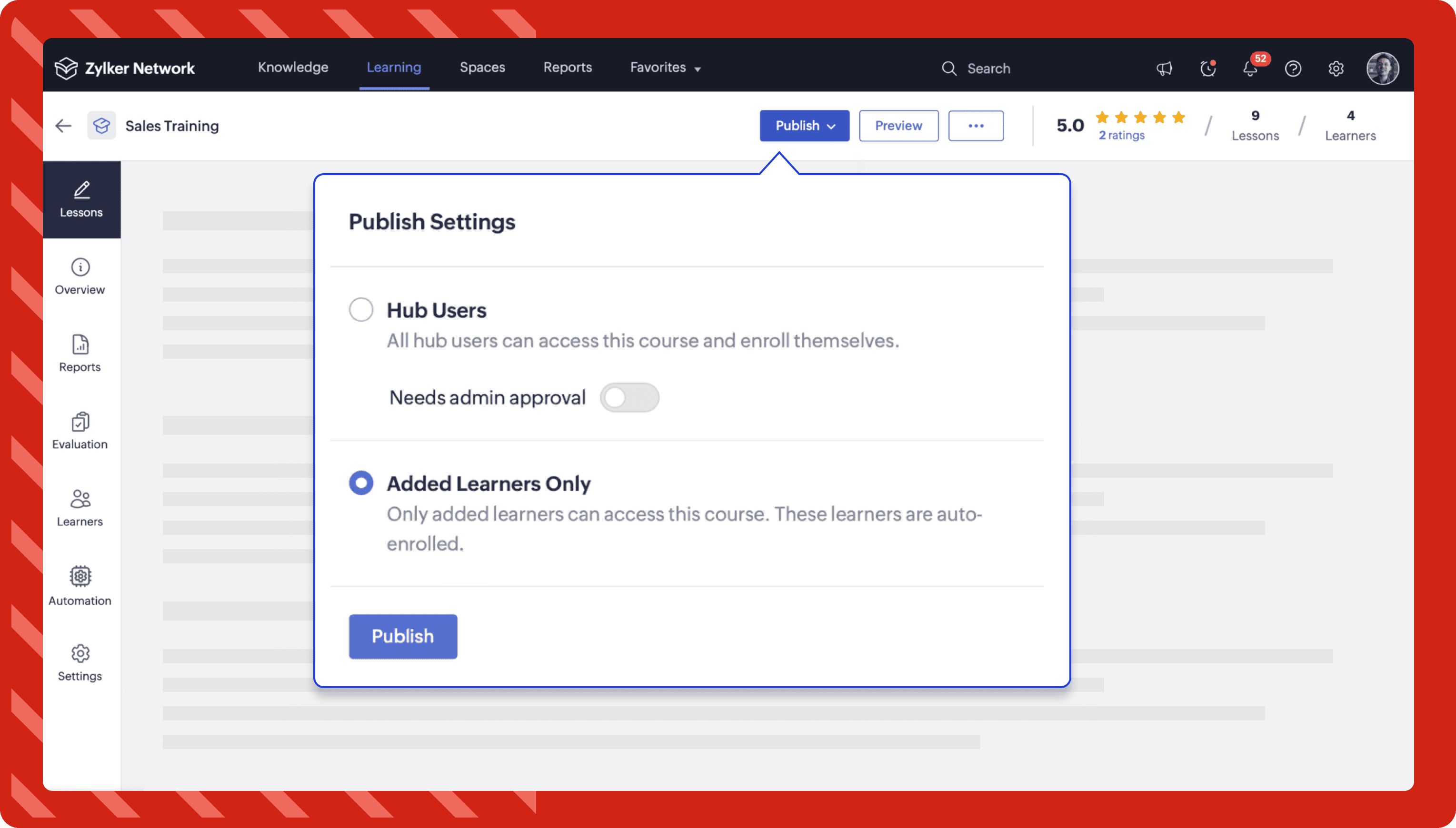 Publish courses to learners