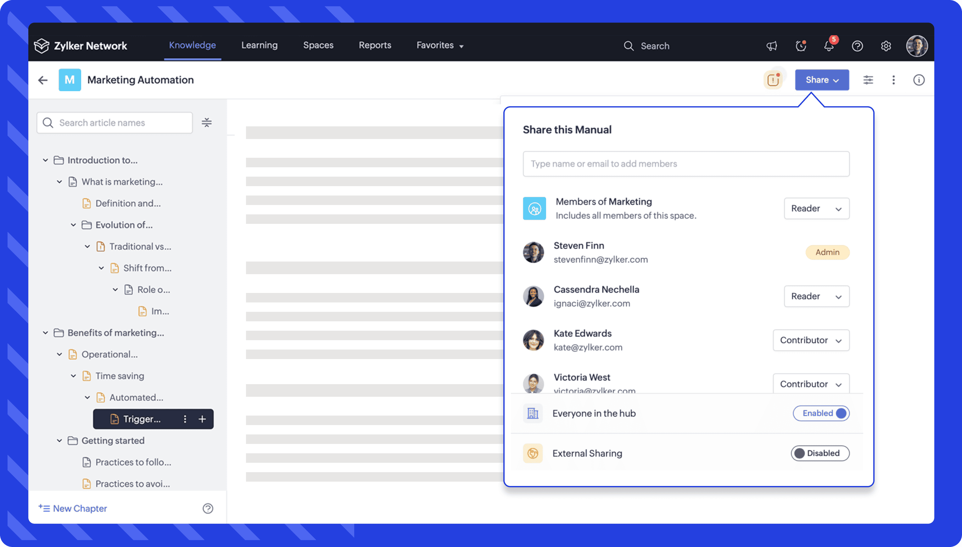 Share manuals with users