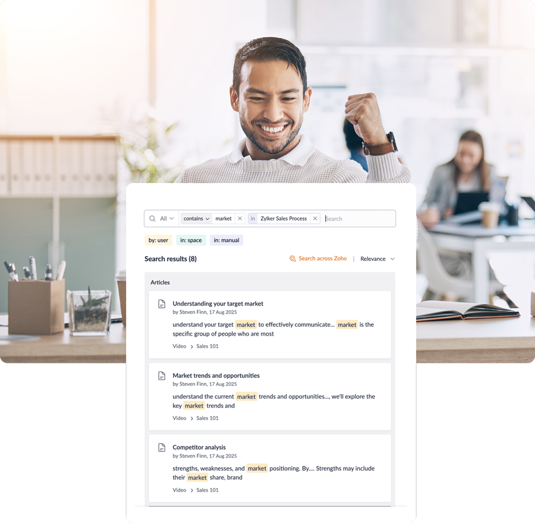 Team collaborating on documentation with search functionality