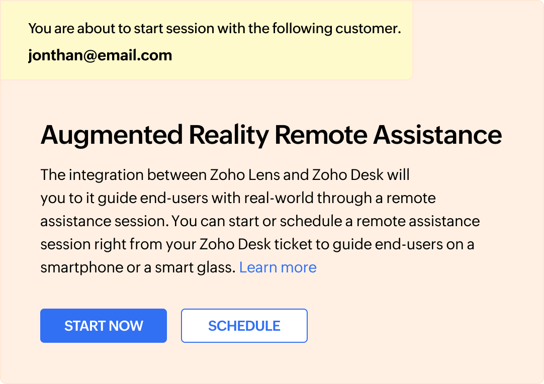 Open your Desk ticket to find the Remote Assist option and choose Augmented reality remote assistance