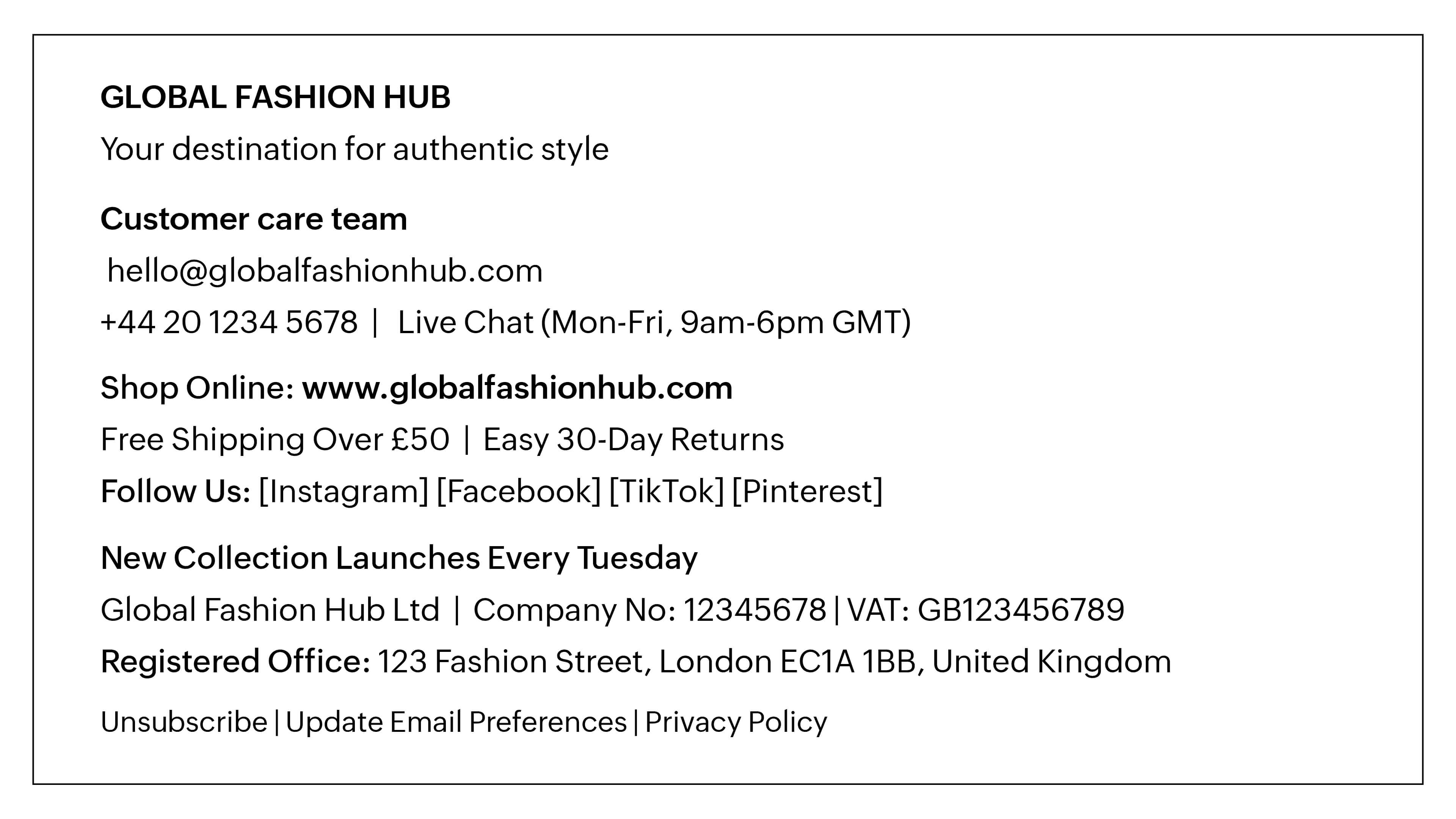 E-commerce business email footer