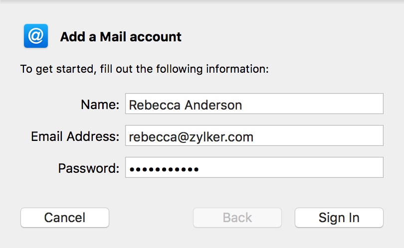 Fügen Sie ein Zoho Mail-Konto auf dem Mac hinzu