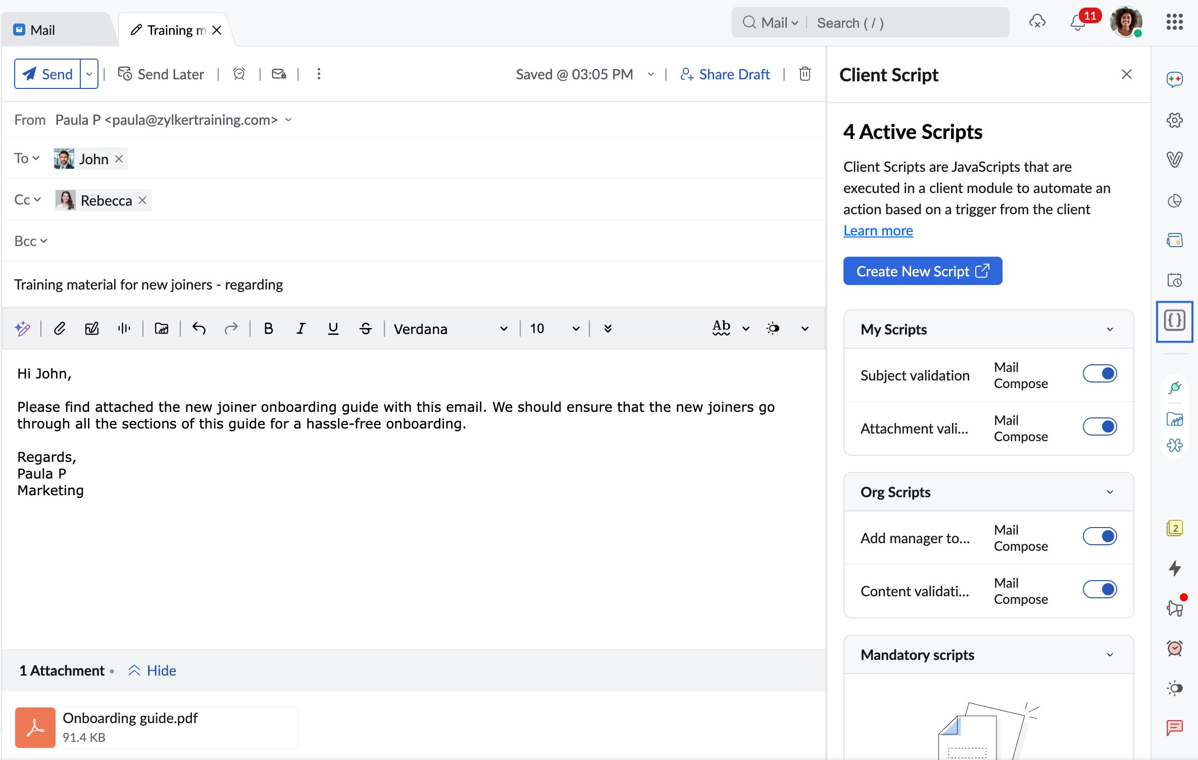 Active scripts Active scripts