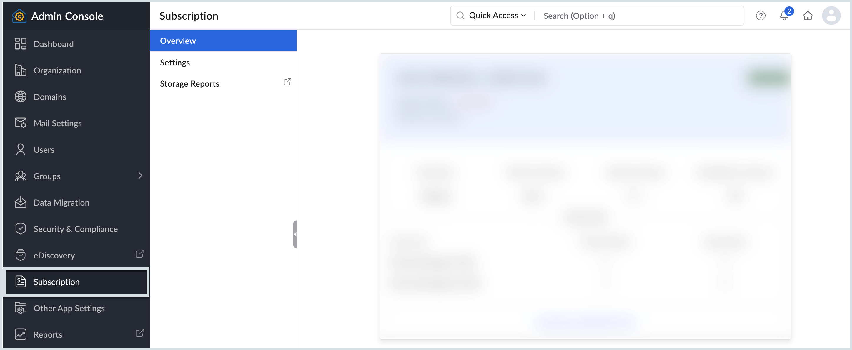 Navigate to Subscription 