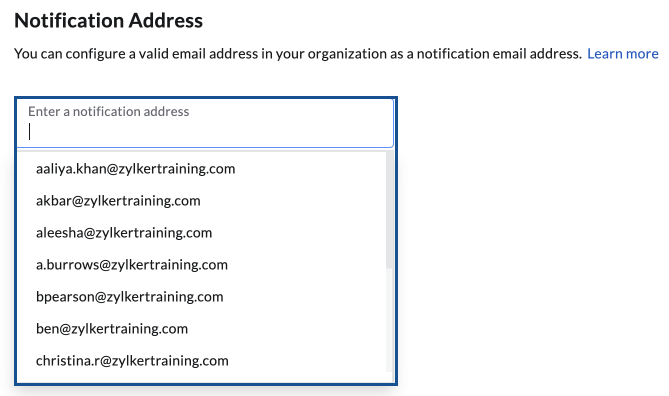 add notification email address