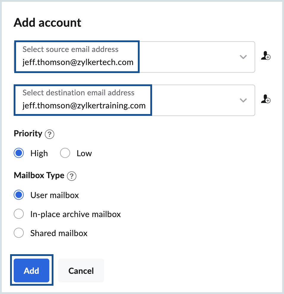 Migration des Benutzerpostfachs von Exchange Server