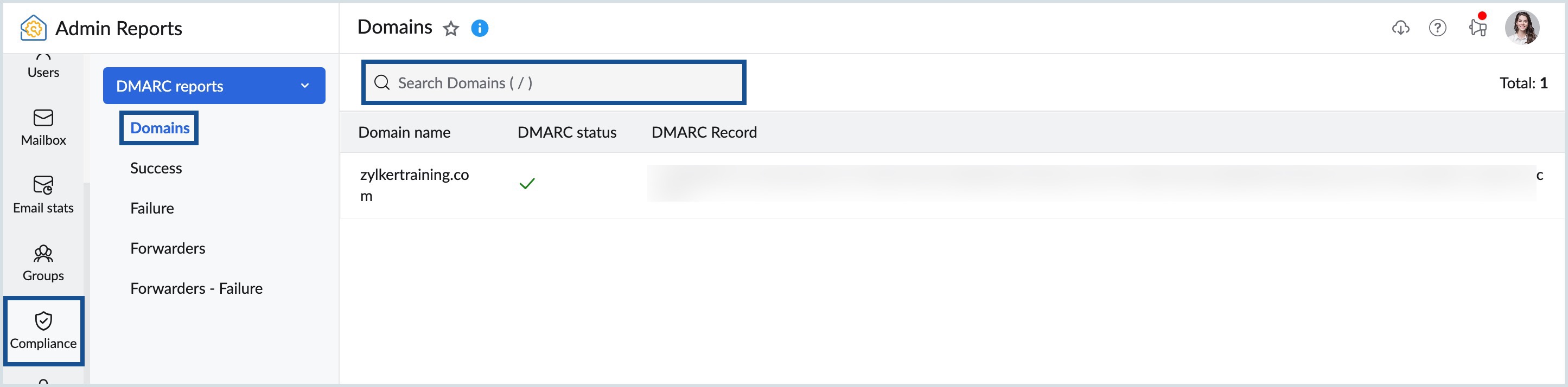 DMARC Domains report