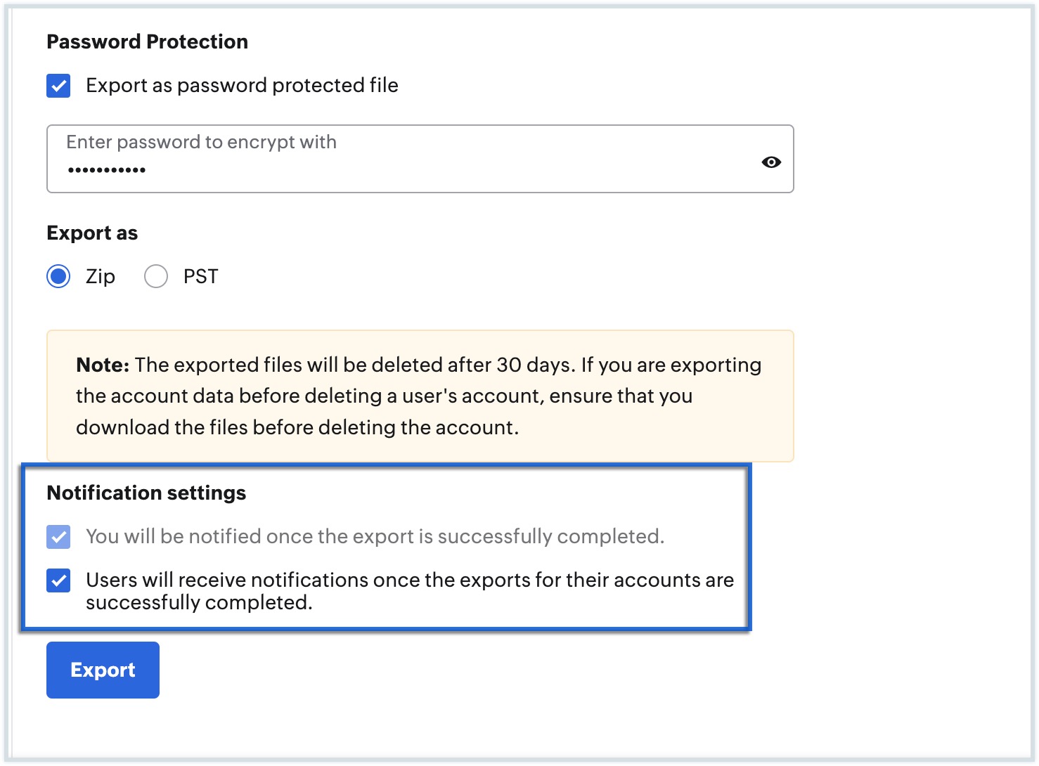 Export Mail Account