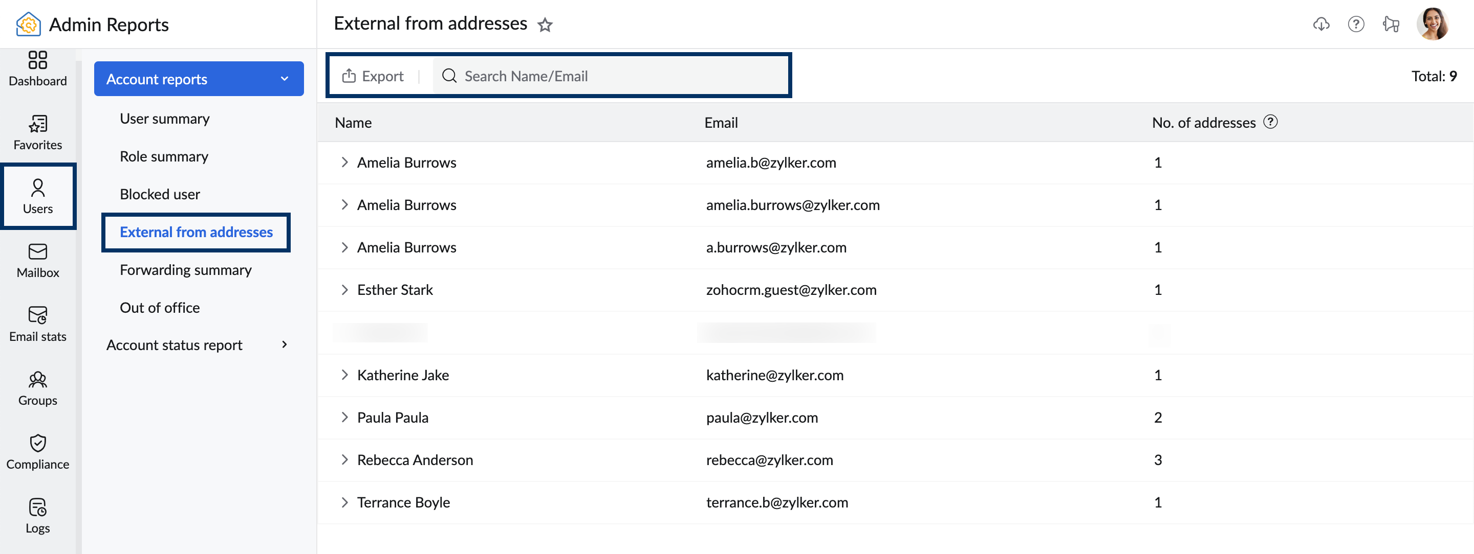 external from address reports