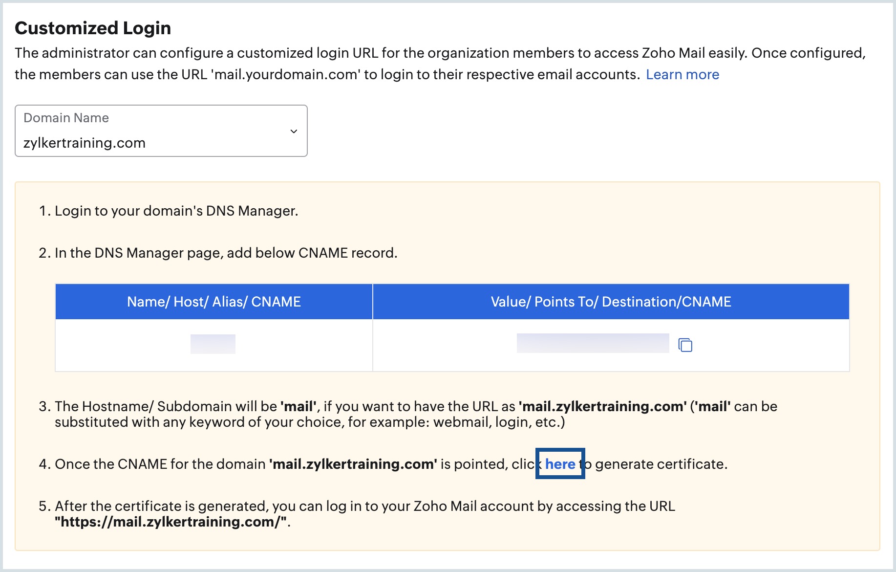 generate custom login certificate