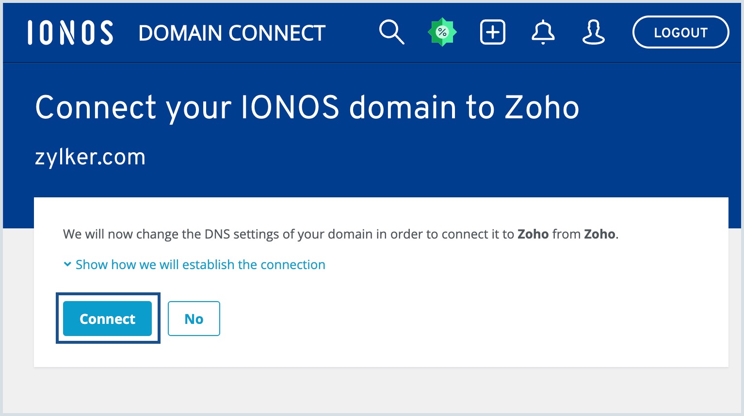 Connexion au domaine IONOS