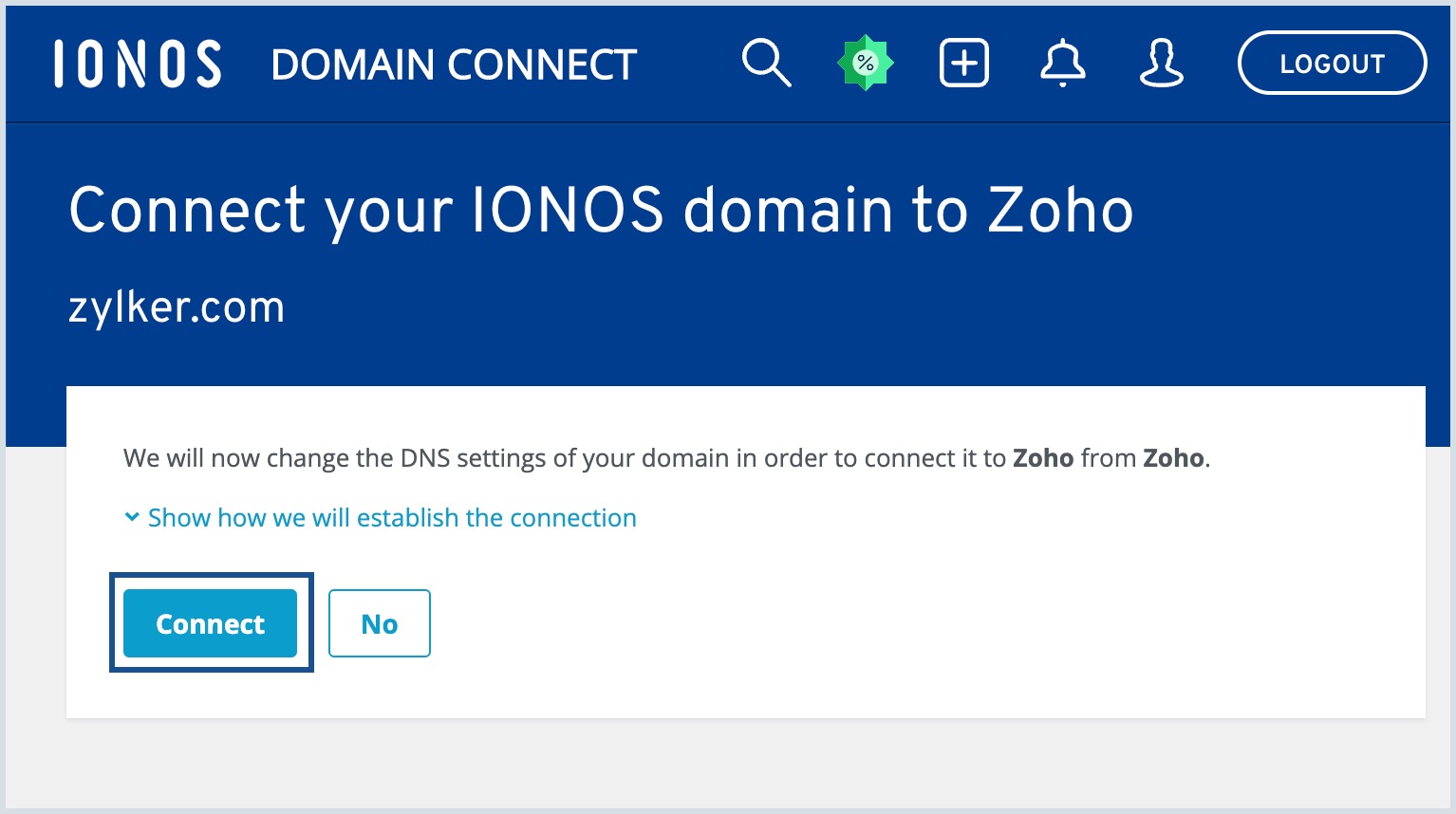 IONOS-domeinverbinding