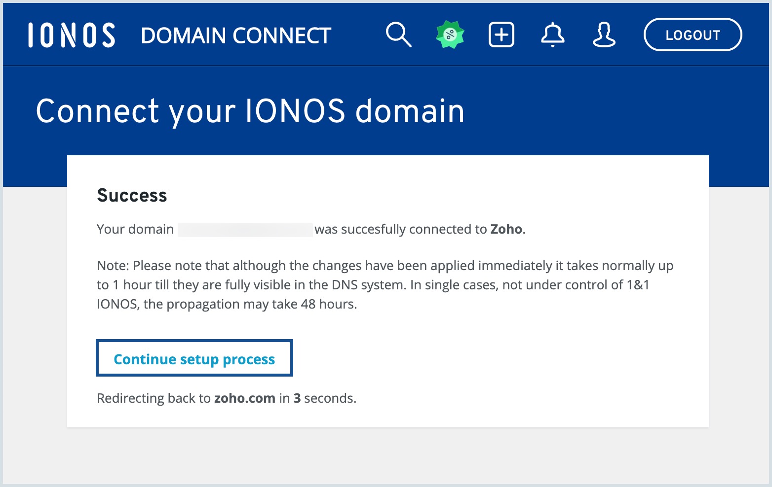 Domain Connect abgeschlossen