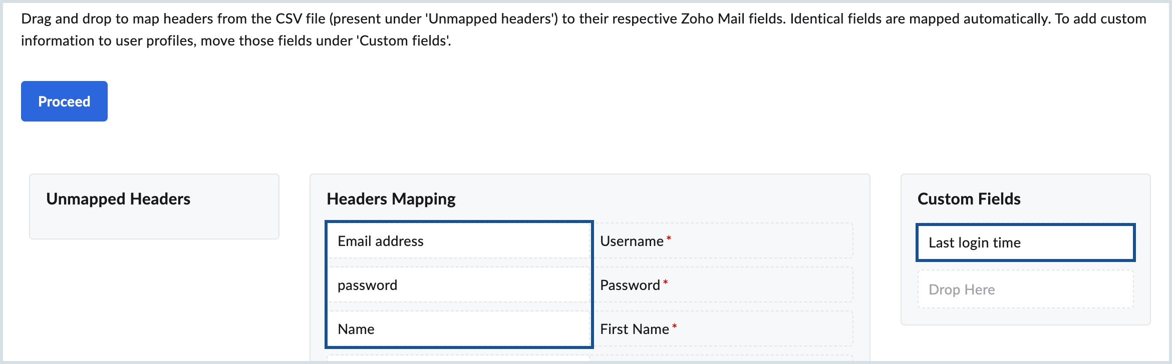 custom fields for user import