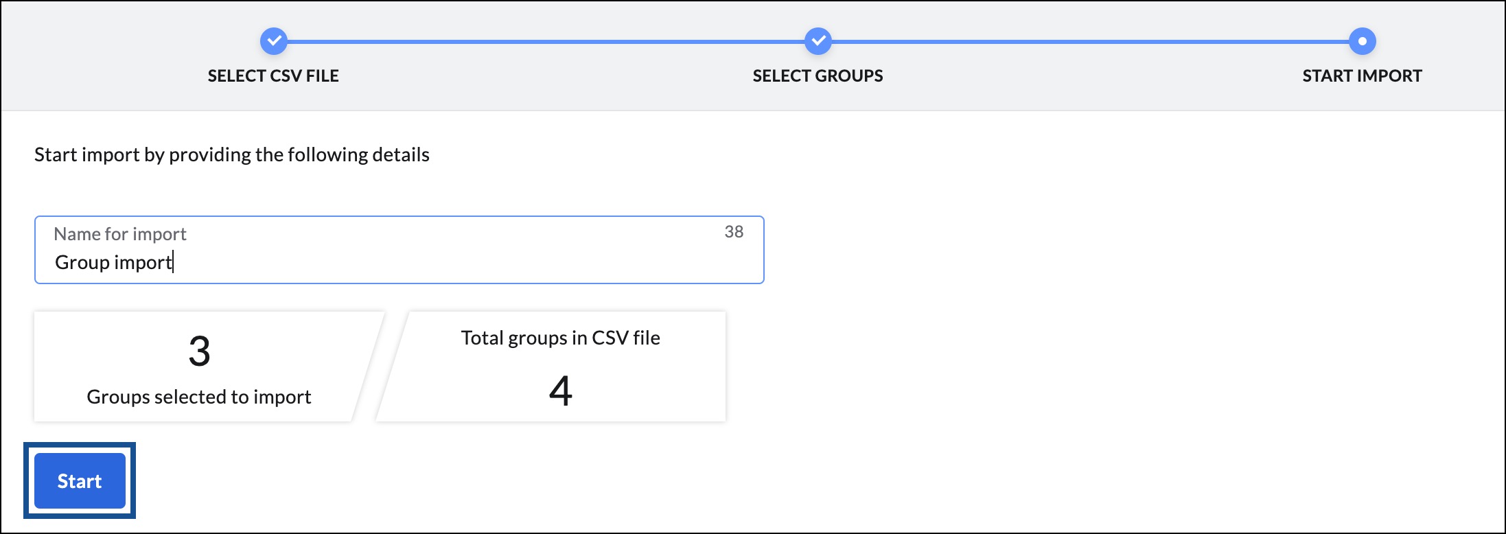 start importing groups