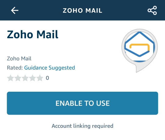 Enabling Zoho Mail on your Alexa app