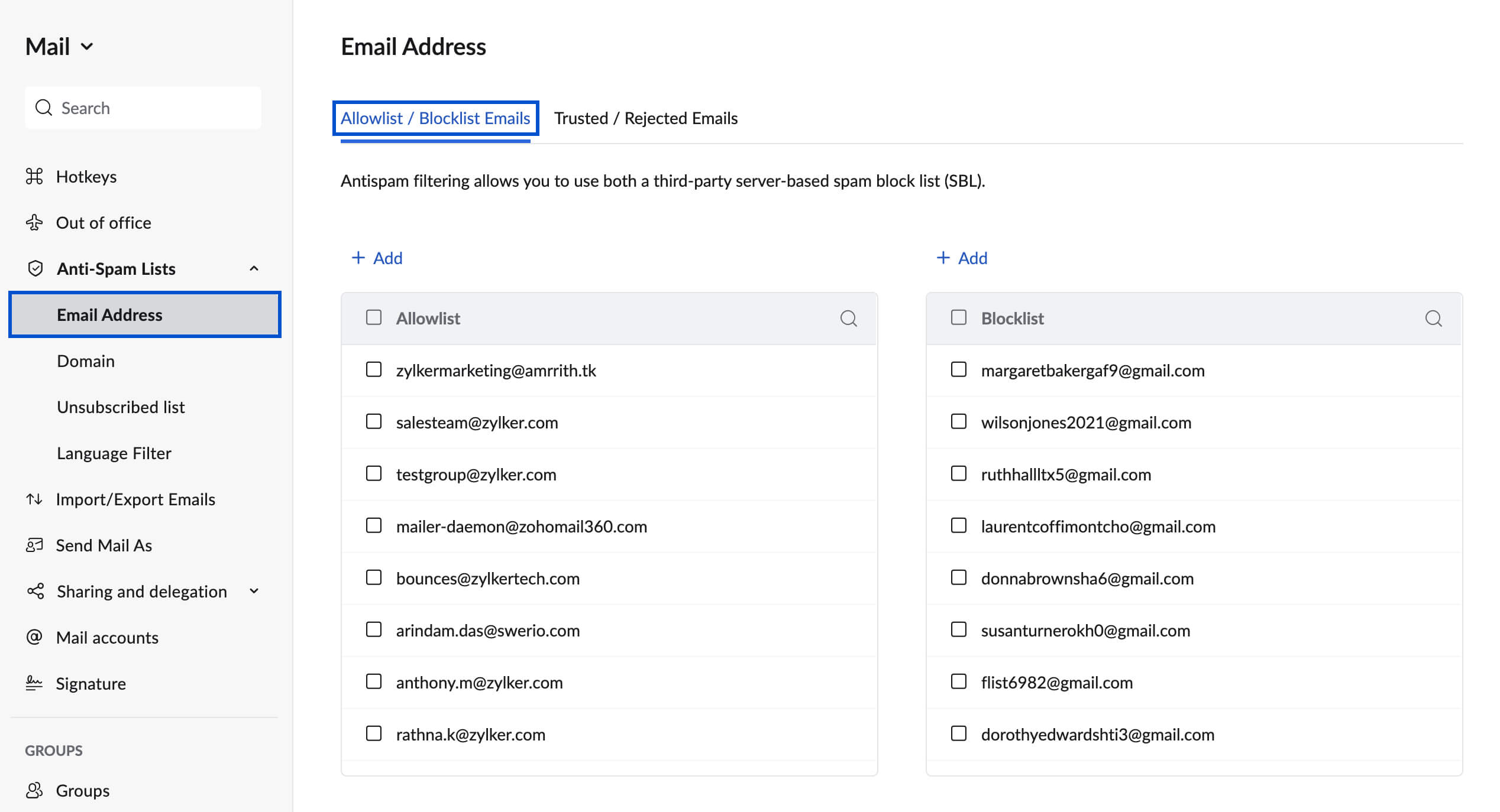 Allow list and Block list Allow list and Block list