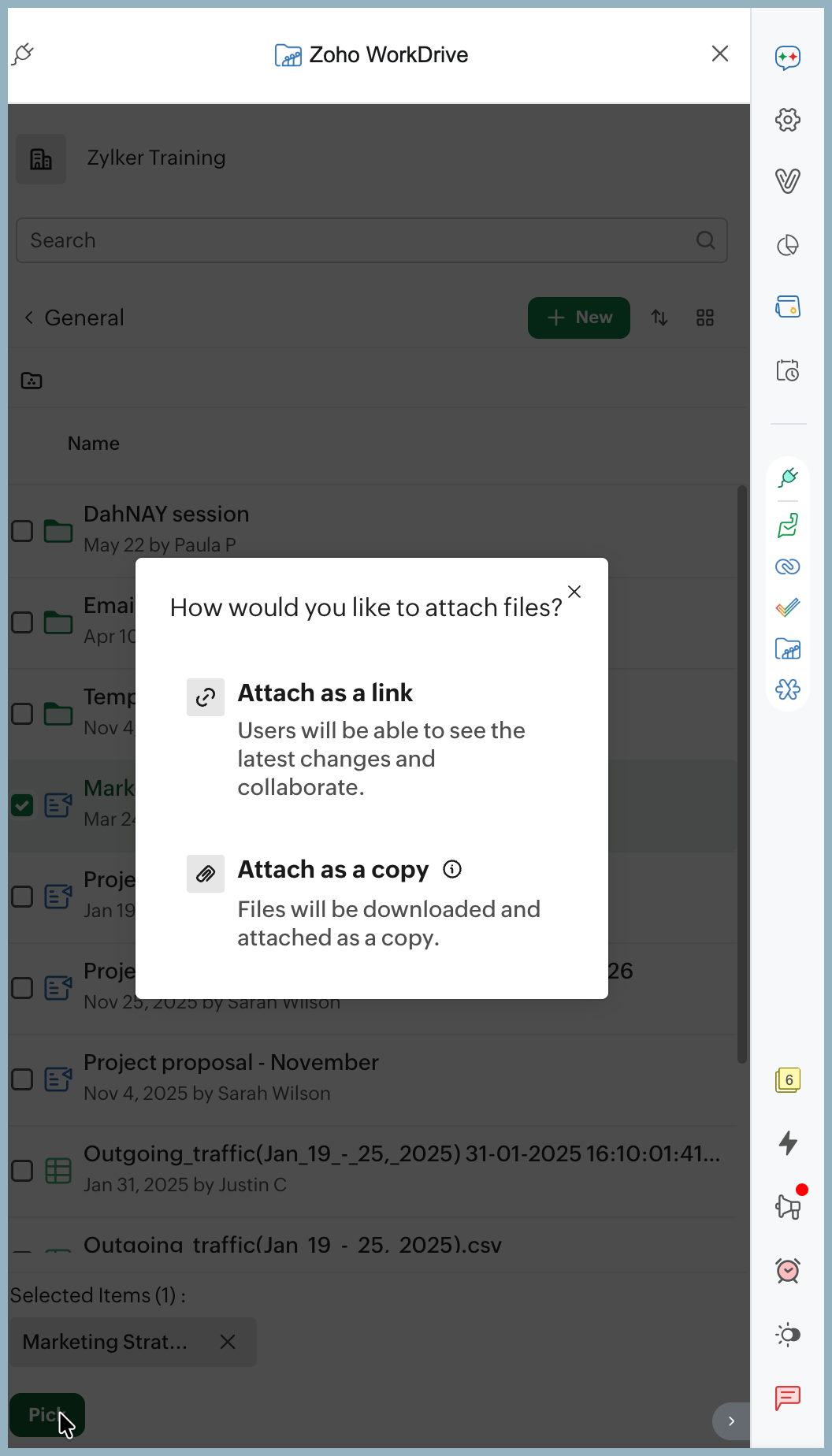 Attaching options Attaching options