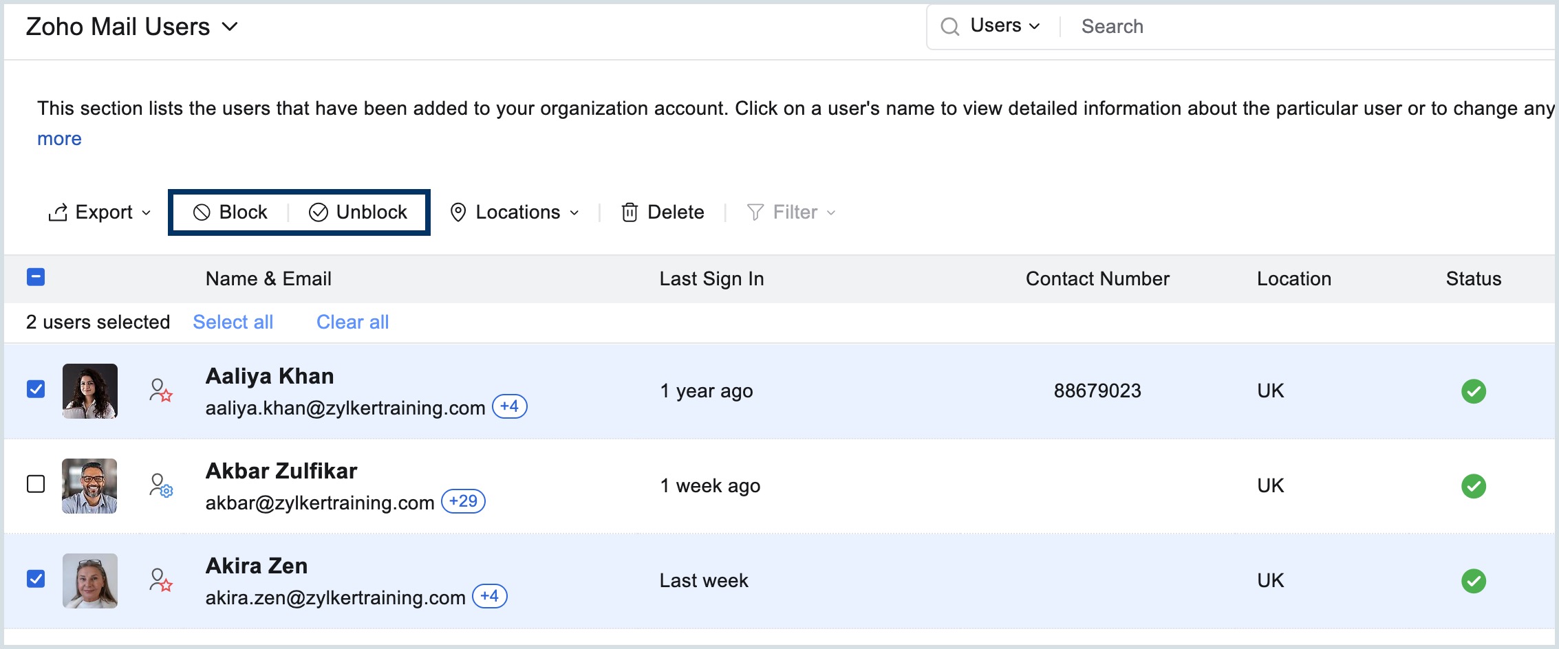 block or unblock users