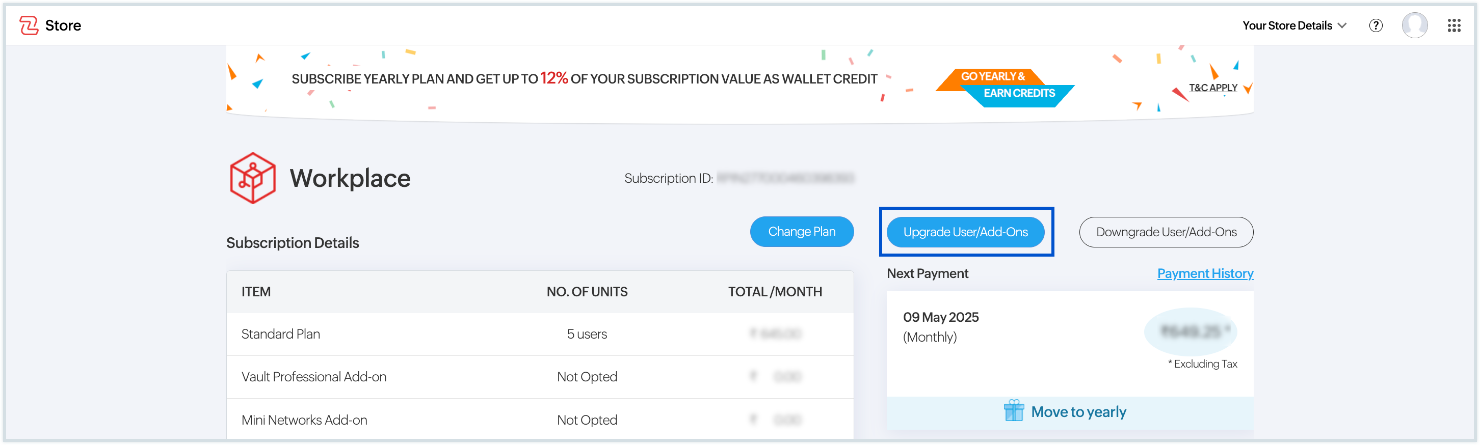 Select upgrade user