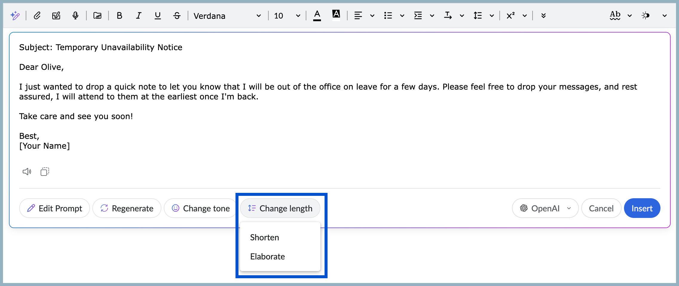 Change content length