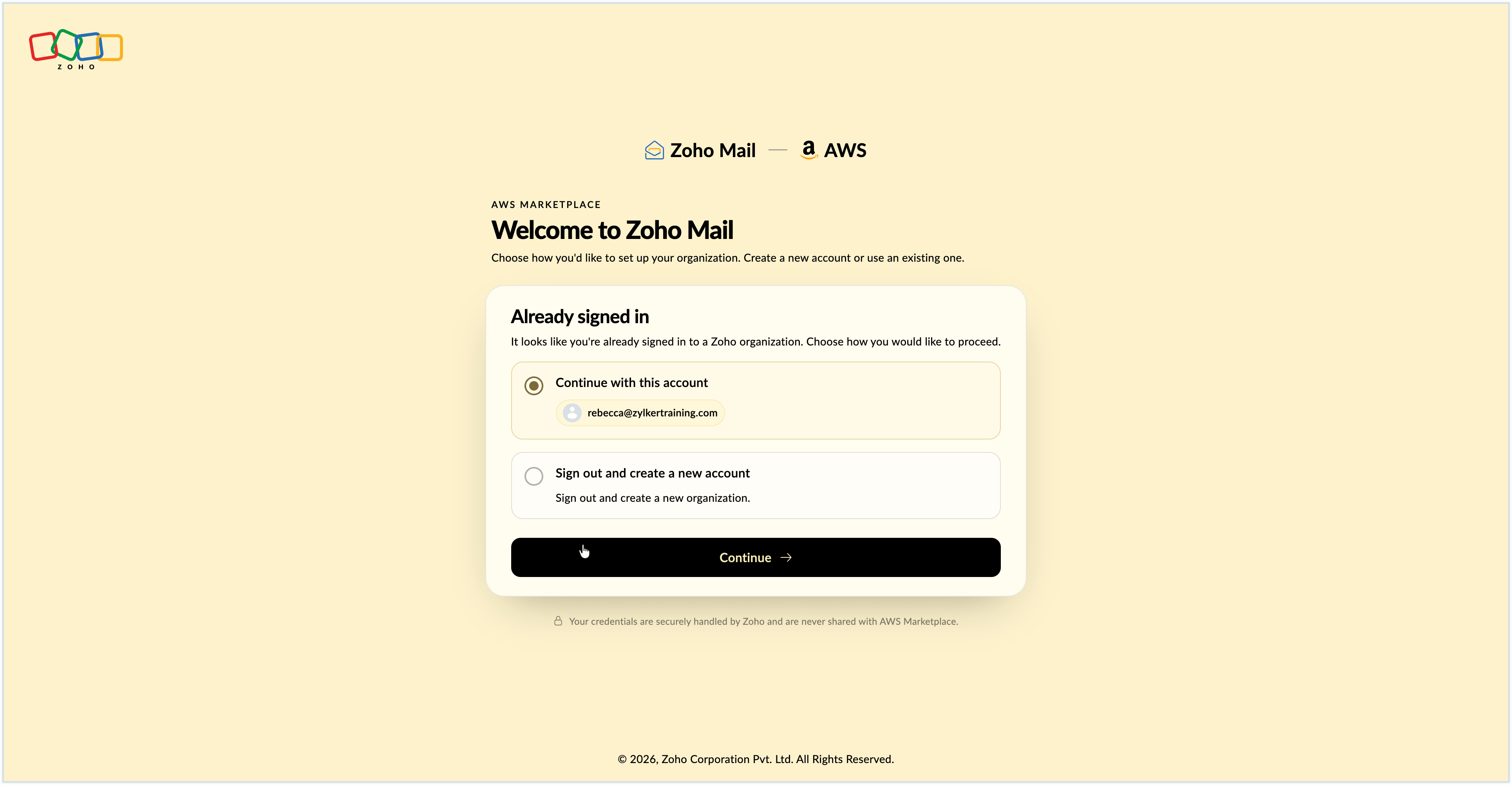 Continue with an existing account Continue with an existing account