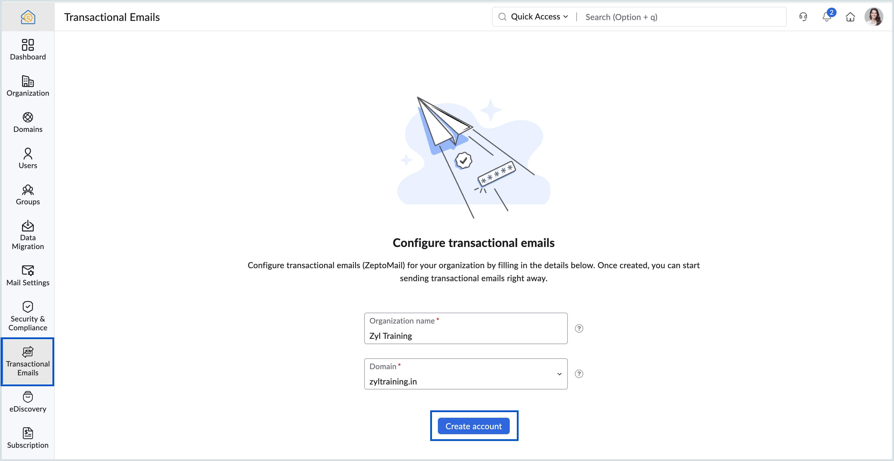 create account in transactional email create account in transactional email
