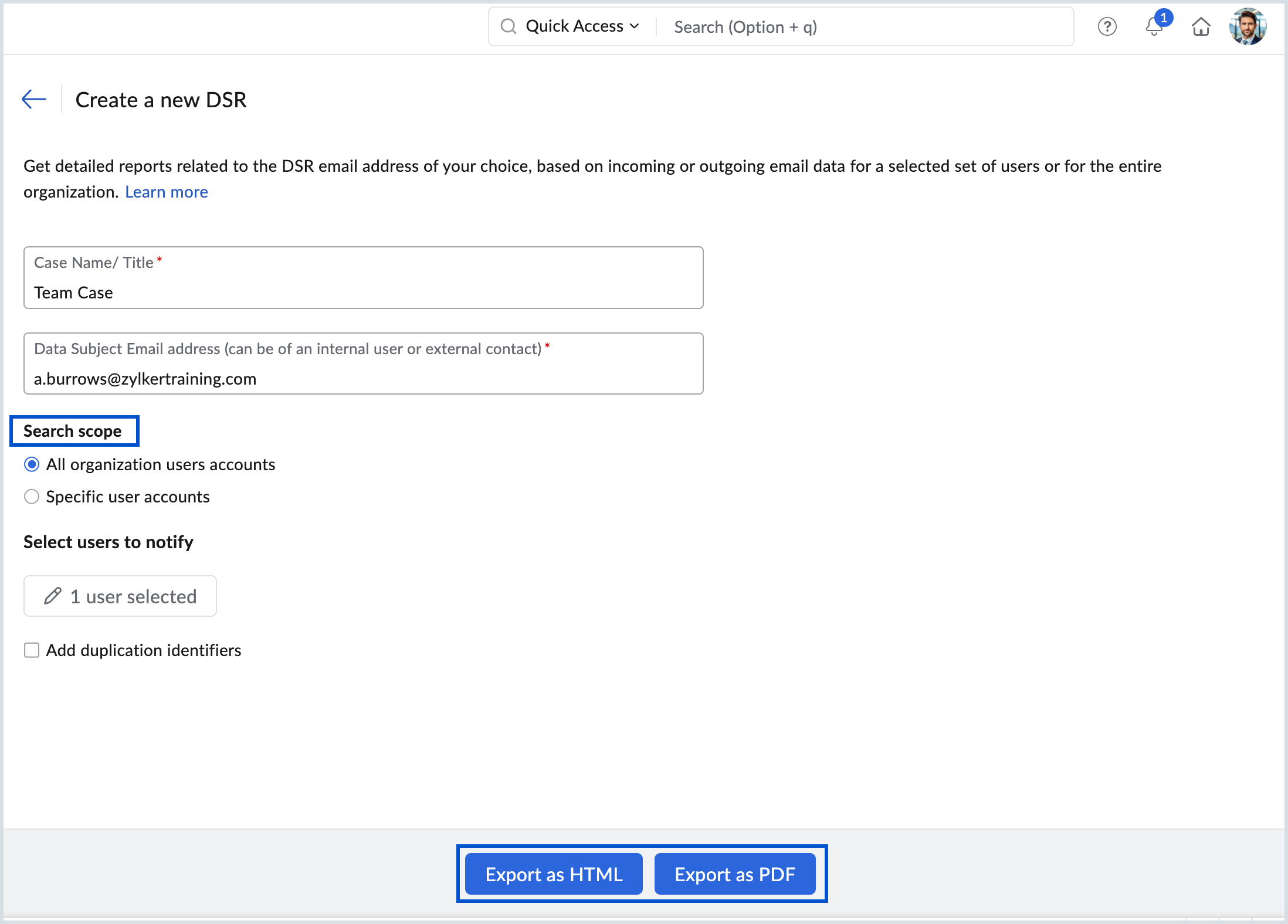 Create DSR