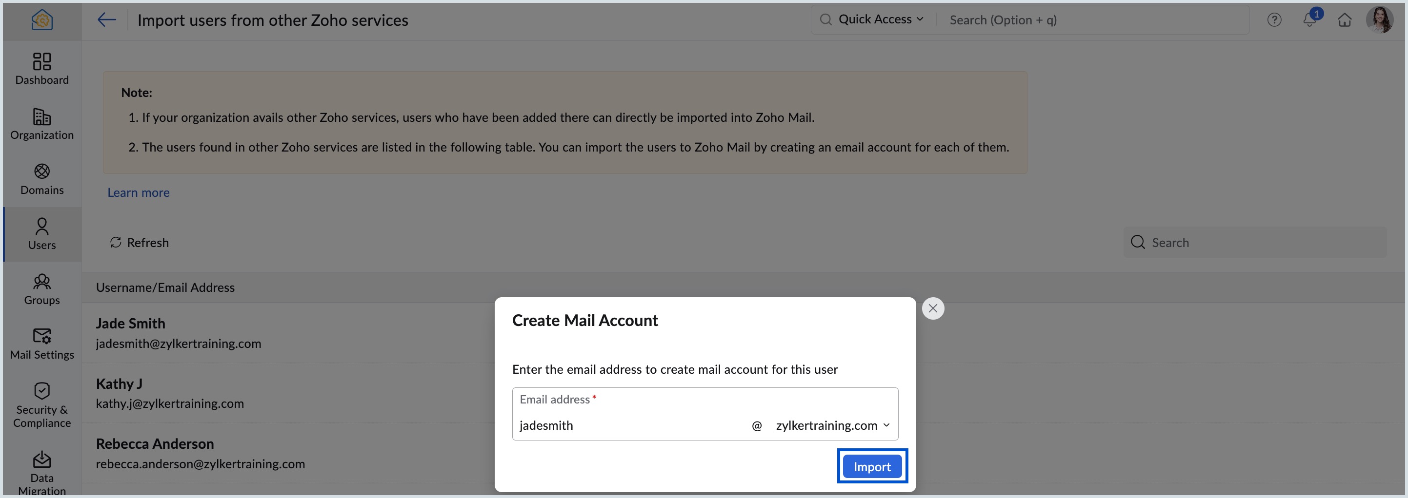Create mail account