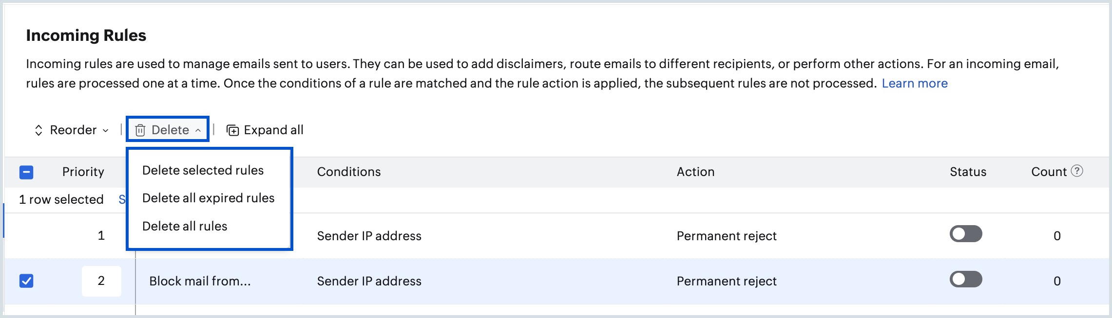 Delete-selected-rule