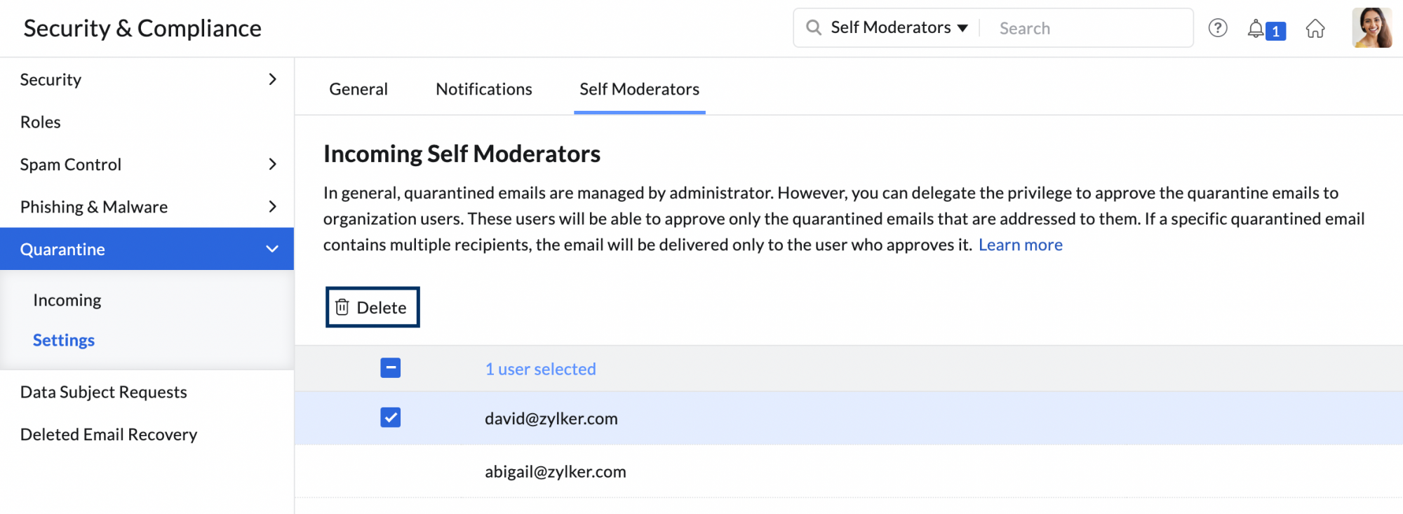 delete moderator
