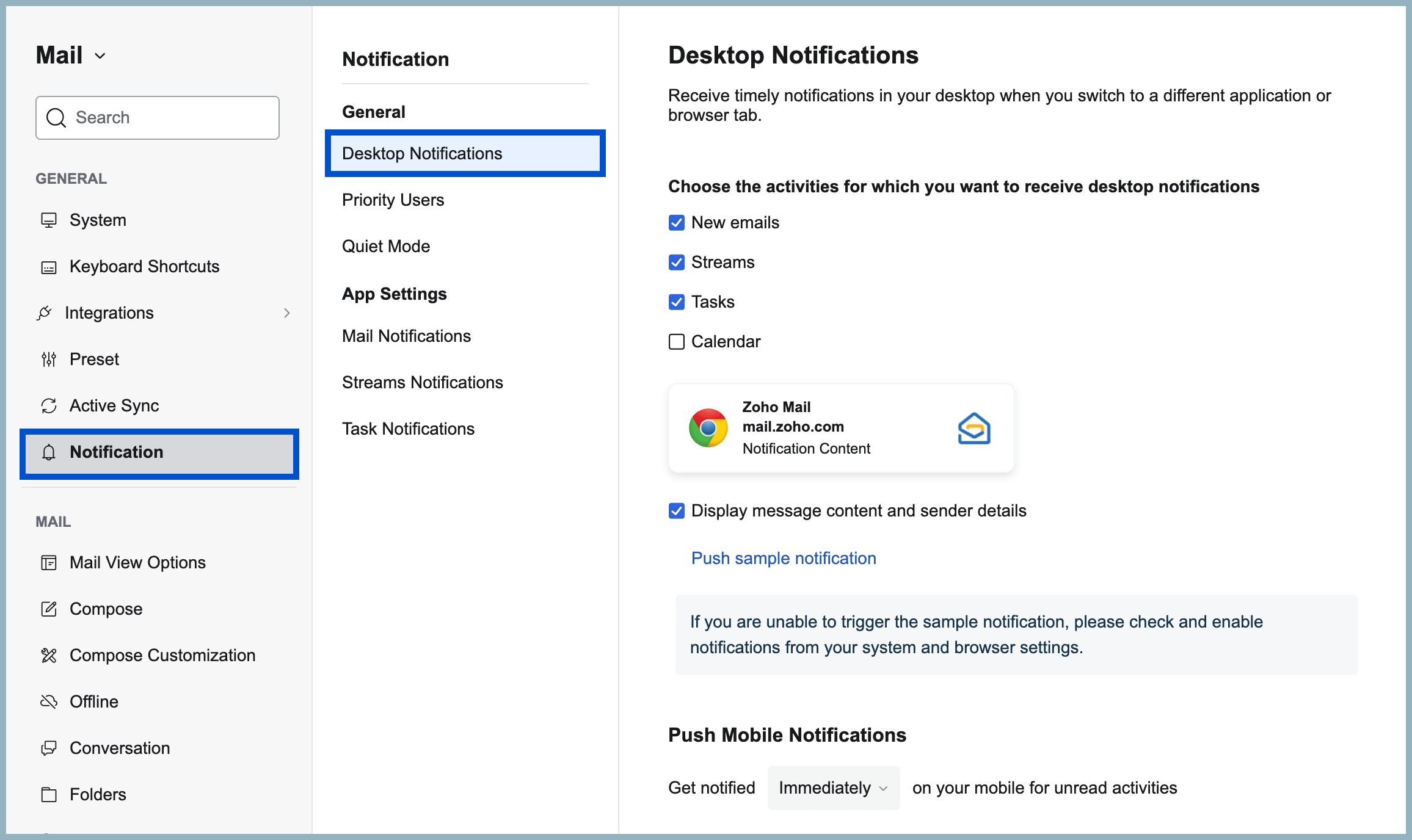Desktop notifications