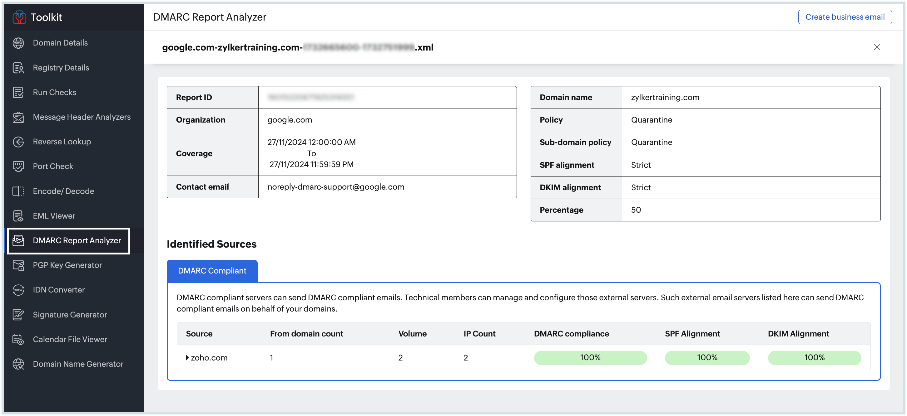 DMARC report analyzer