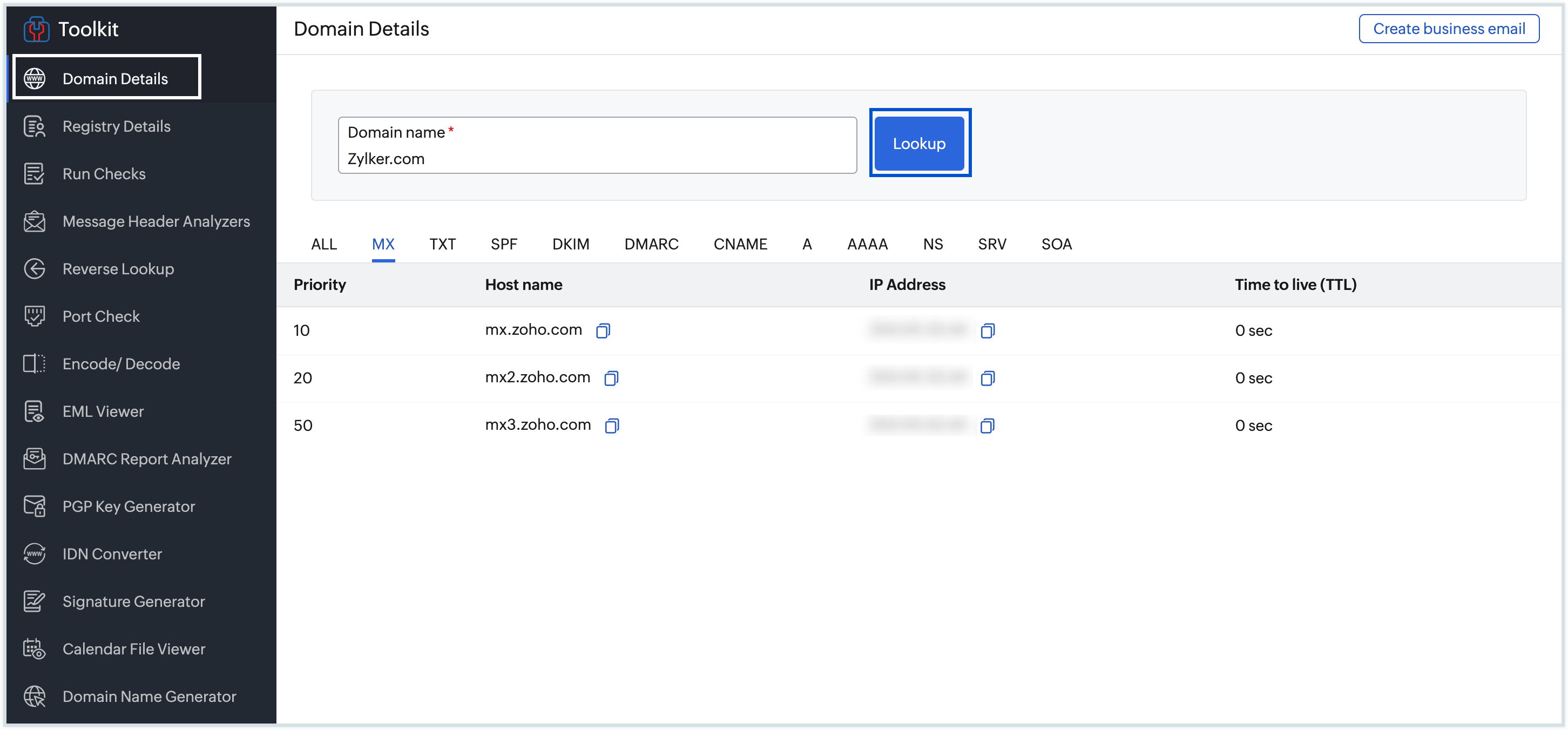 Domain details