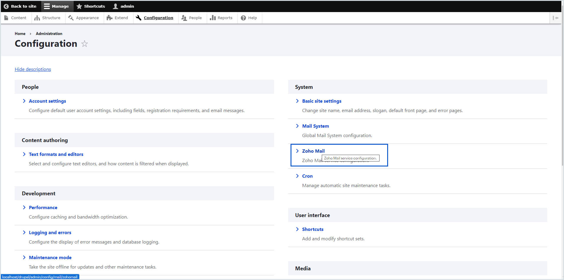 Drupal Zoho Mail Configuration