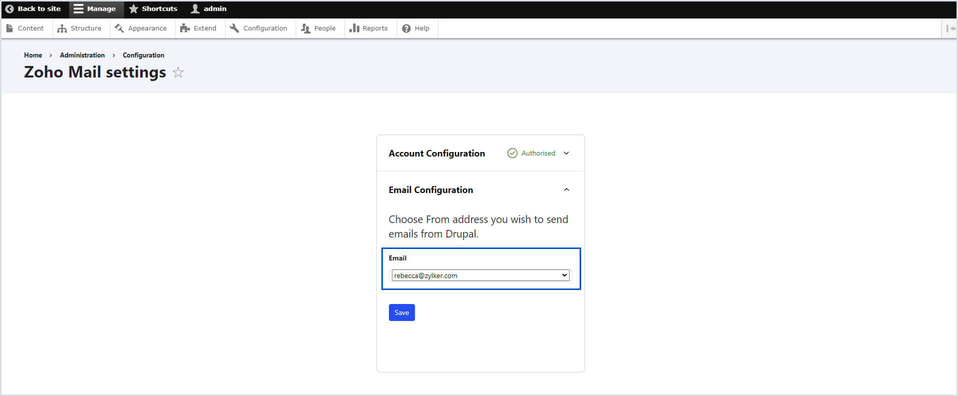 Email configuration