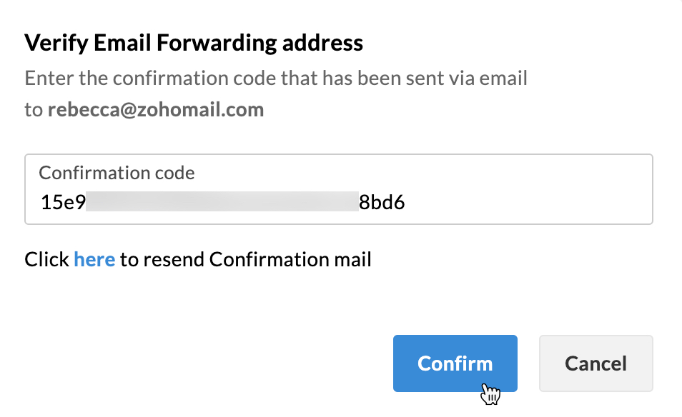 verify email forwarding address