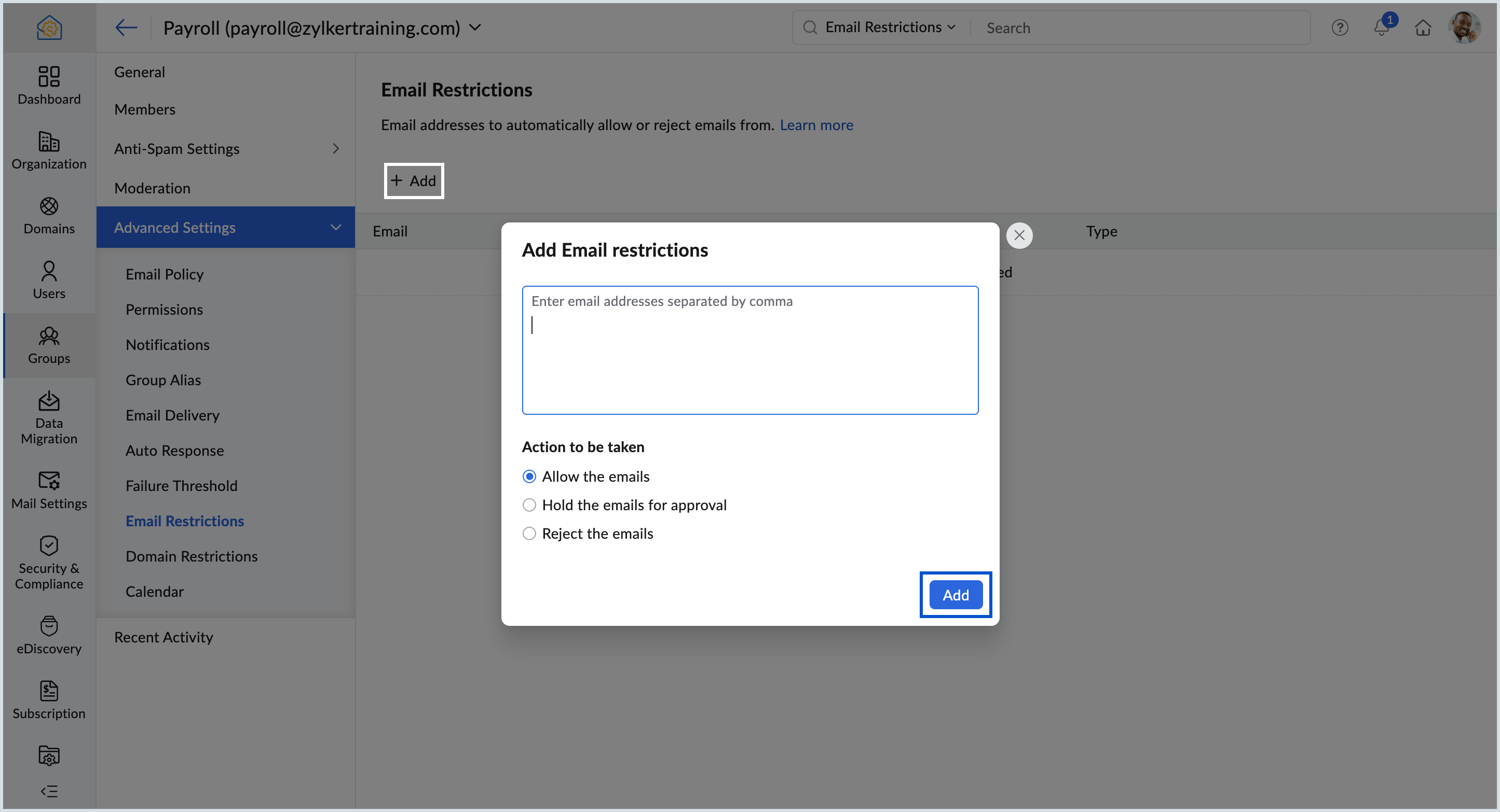Advanced group settings
