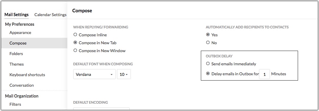 Outbox Delay Zoho