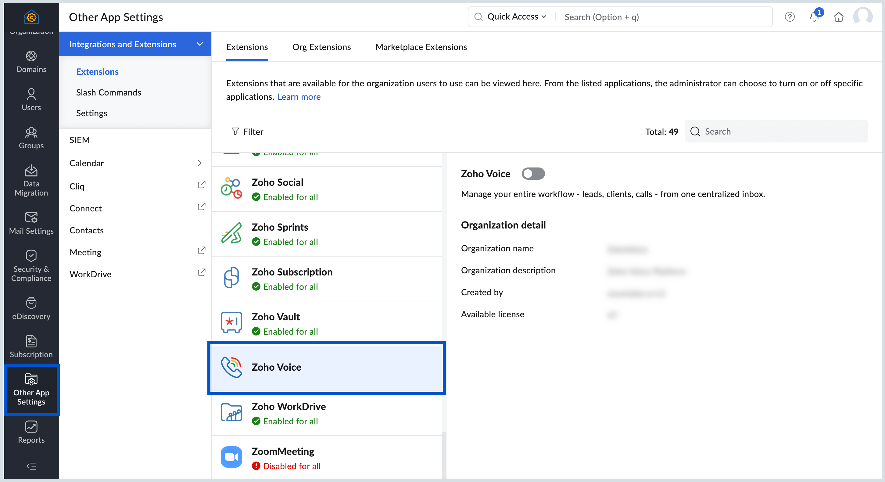 Enable Zoho Voice