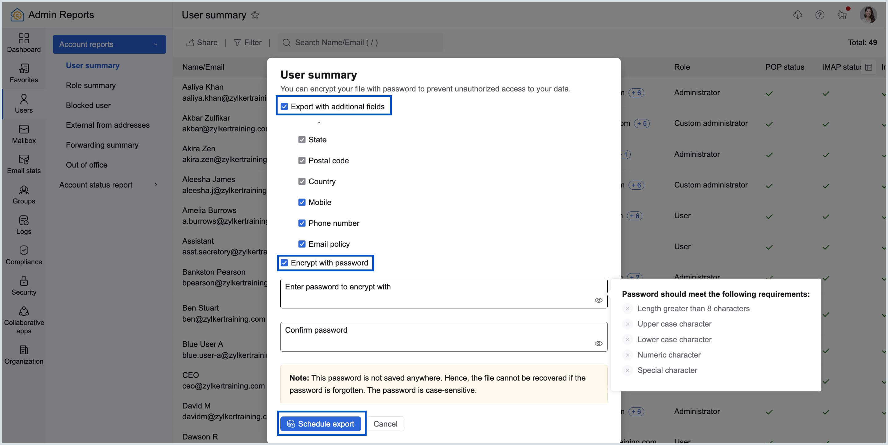 Other export conditions