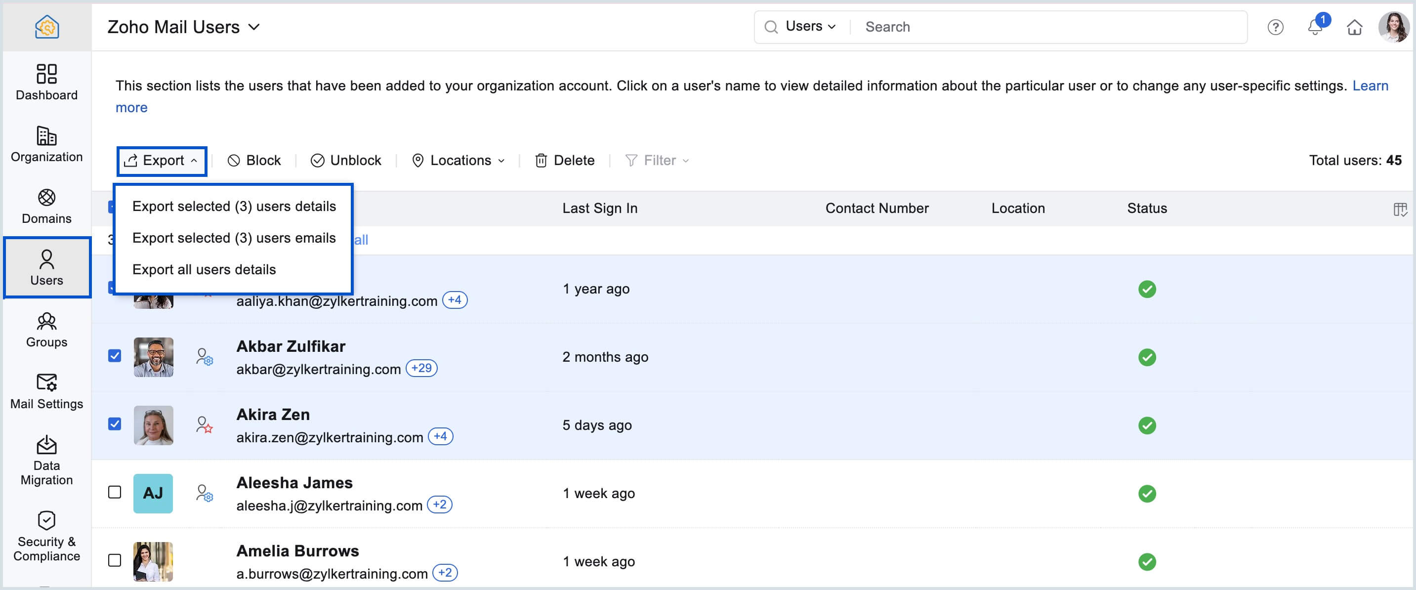export-selected-users