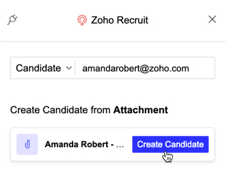 Zoho Mail में रिज़्यूमे से Zoho Recruit Candidate बनाना