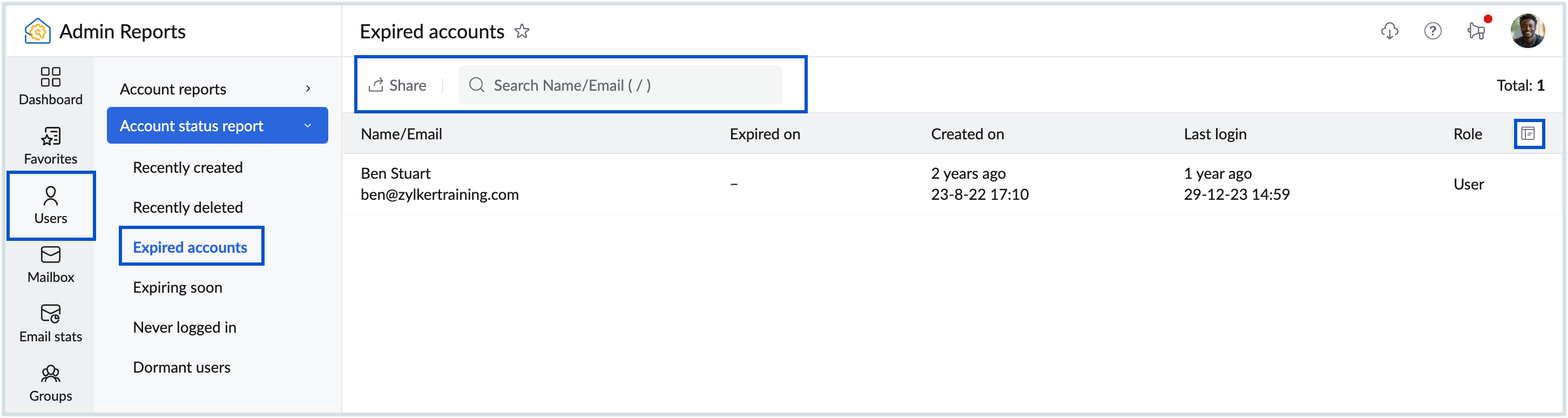 Expired accounts