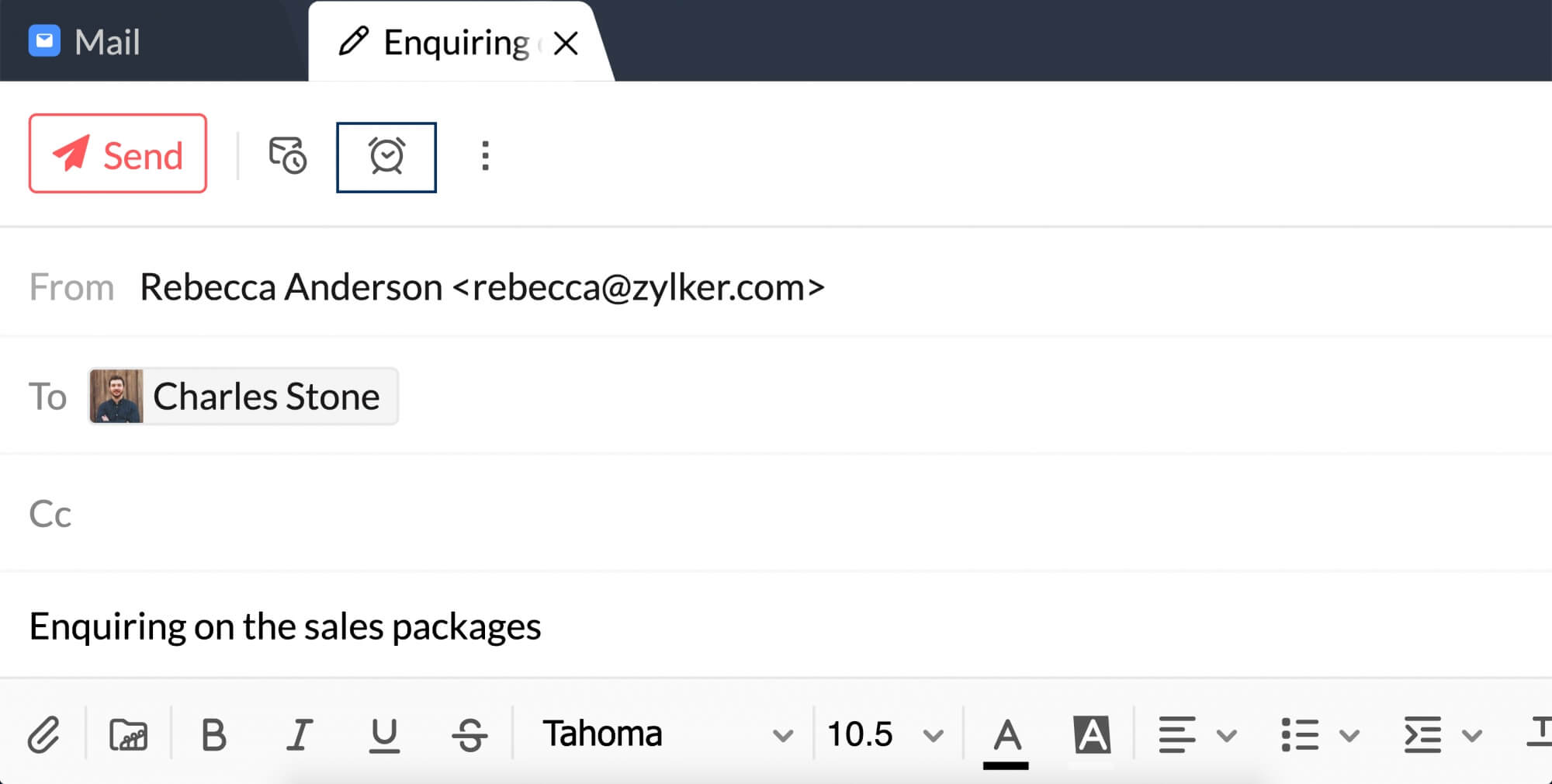 メールのリマインダーオプション
